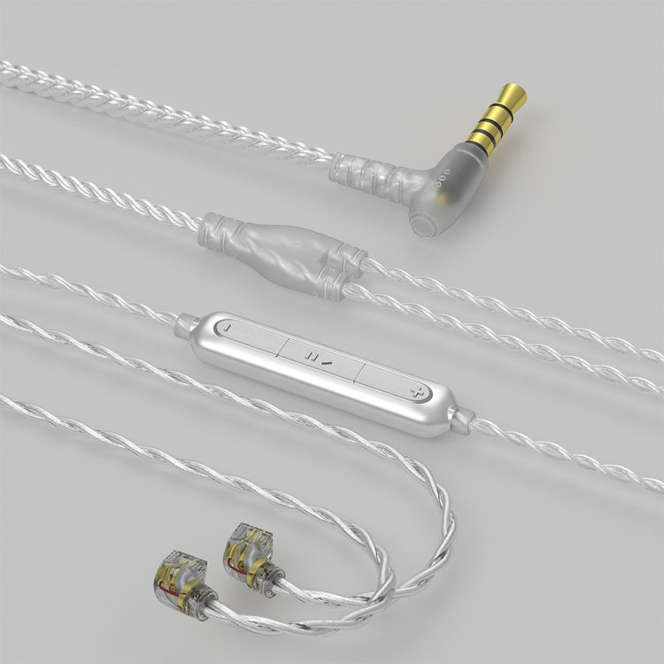 CVJ V7 1.25m 4-Cores Silver-plated 3.5mm Elbow Earphone Cable, Model:2 Pin with Mic(Silver) - HoMEdemic™ 