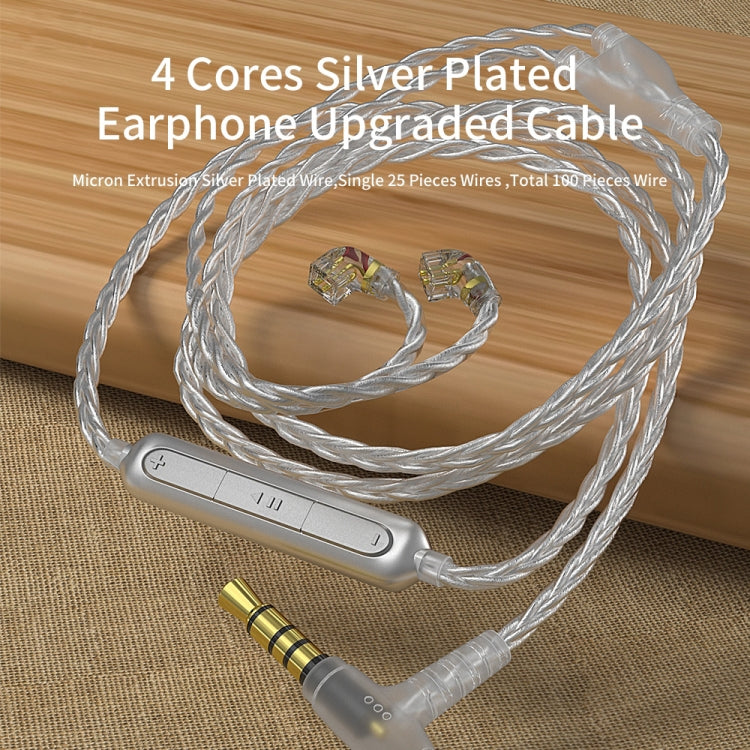 CVJ V7 1.25m 4-Cores Silver-plated 3.5mm Elbow Earphone Cable, Model:2 Pin with Mic(Silver) - HoMEdemic™ 