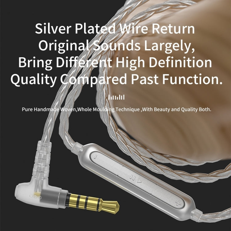 CVJ V7 1.25m 4-Cores Silver-plated 3.5mm Elbow Earphone Cable, Model:2 Pin with Mic(Silver) - HoMEdemic™ 