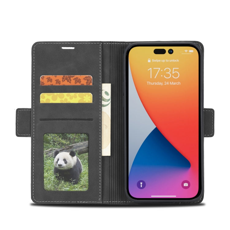 For iPhone 14 Pro Max Forwenw Dual-side Buckle Leather Phone Case (Black) - HoMEdemic™ 