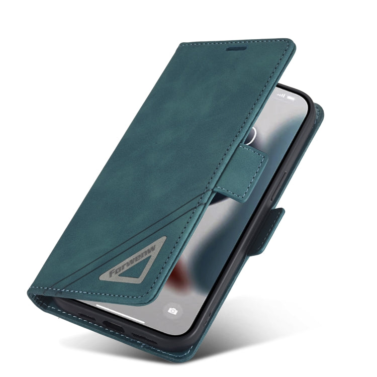 For iPhone 14 Pro Max Forwenw Dual-side Buckle Leather Phone Case (Dark Cyan) - HoMEdemic™ 