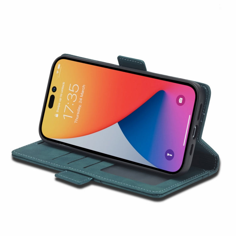 For iPhone 14 Pro Max Forwenw Dual-side Buckle Leather Phone Case (Dark Cyan) - HoMEdemic™ 