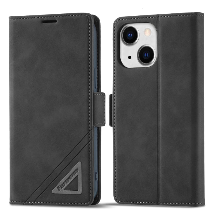For iPhone 13 Forwenw Dual-side Buckle Leather Phone Case(Black) - HoMEdemic™ 