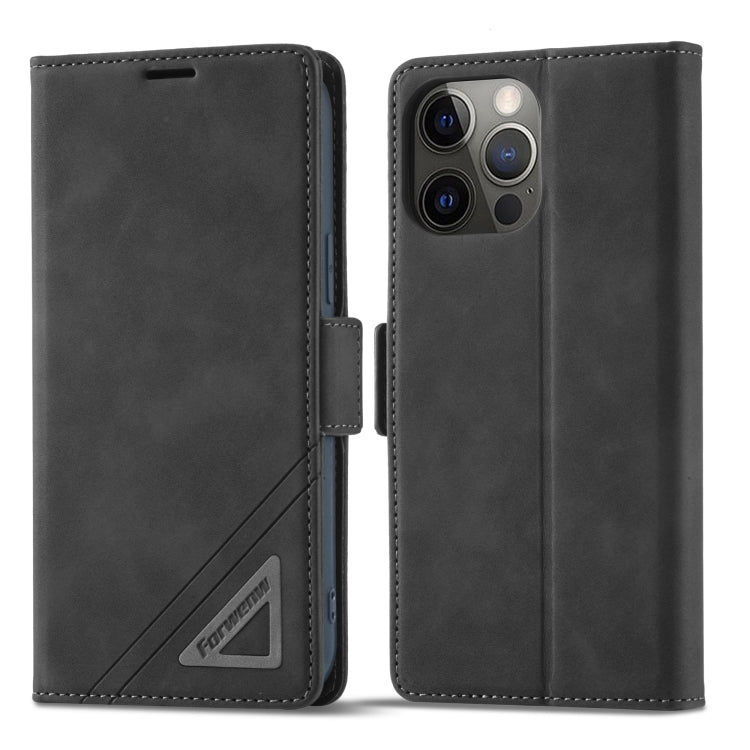 For iPhone 13 Pro Forwenw Dual-side Buckle Leather Phone Case (Black) - HoMEdemic™ 