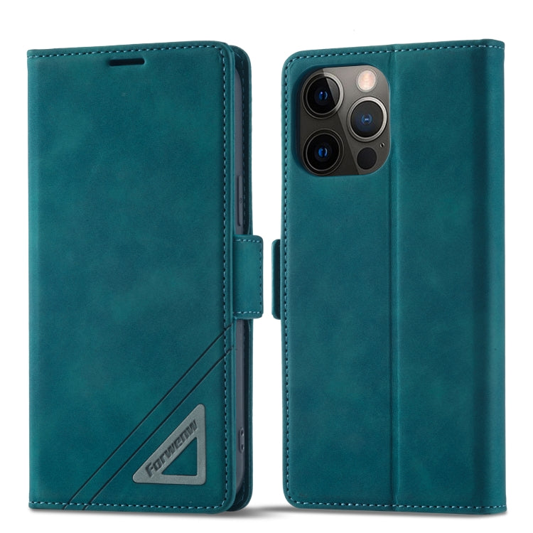 For iPhone 13 Pro Max Forwenw Dual-side Buckle Leather Phone Case (Dark Cyan) - HoMEdemic™ 