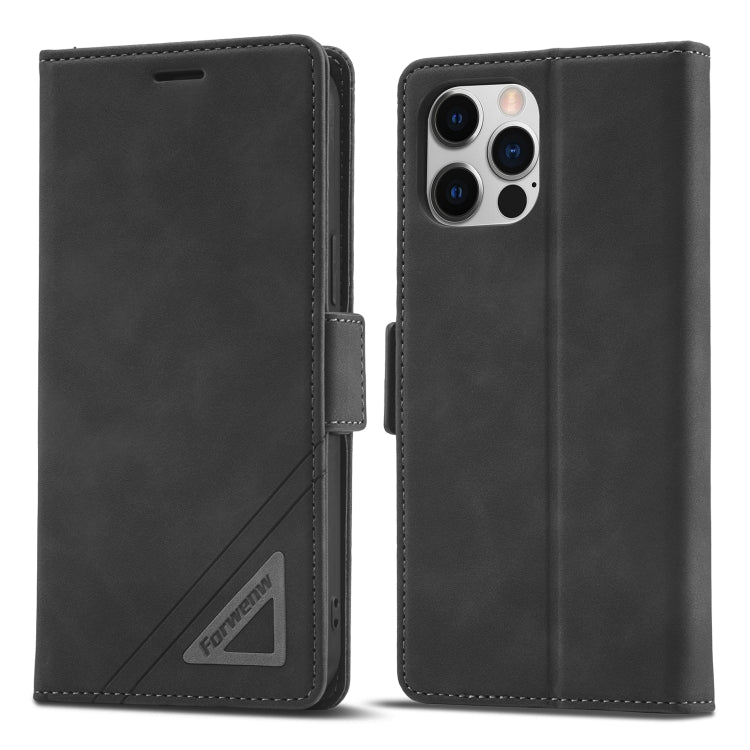 For iPhone 12 Pro Max Forwenw Dual-side Buckle Leather Phone Case(Black) - HoMEdemic™ 