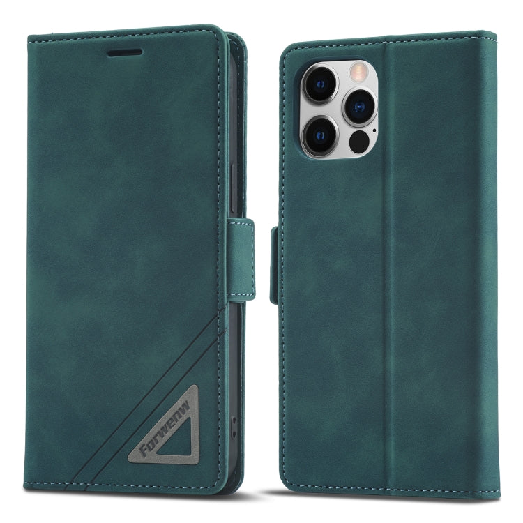 For iPhone 12 Pro Max Forwenw Dual-side Buckle Leather Phone Case(Dark Cyan) - HoMEdemic™ 