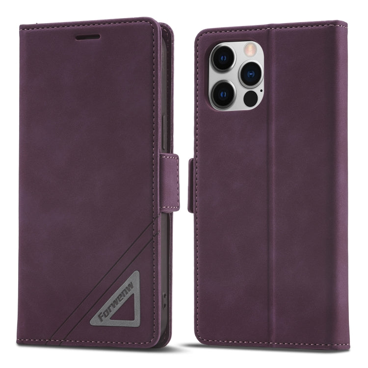 For iPhone 12 Pro Max Forwenw Dual-side Buckle Leather Phone Case(Wine Red) - HoMEdemic™ 