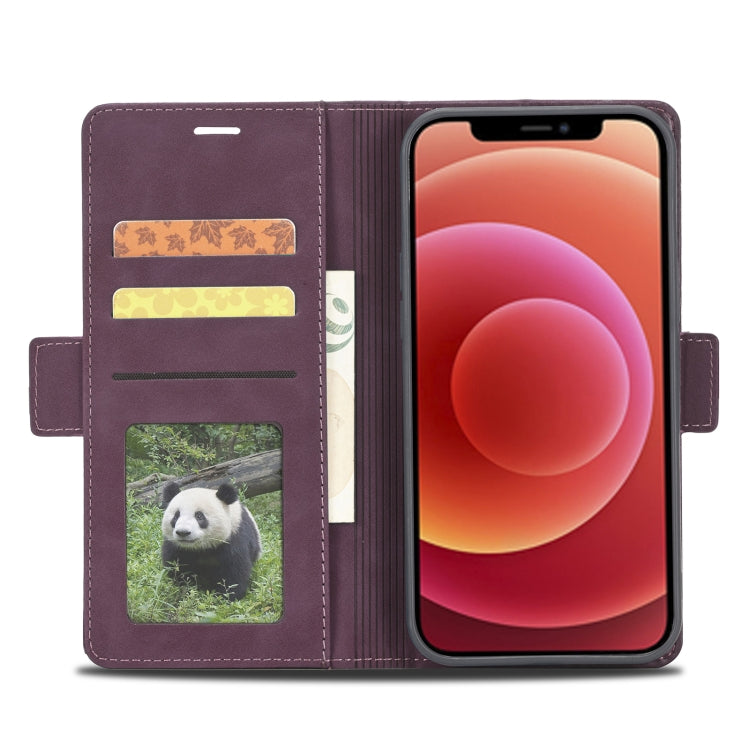 For iPhone 12 Pro Max Forwenw Dual-side Buckle Leather Phone Case(Wine Red) - HoMEdemic™ 