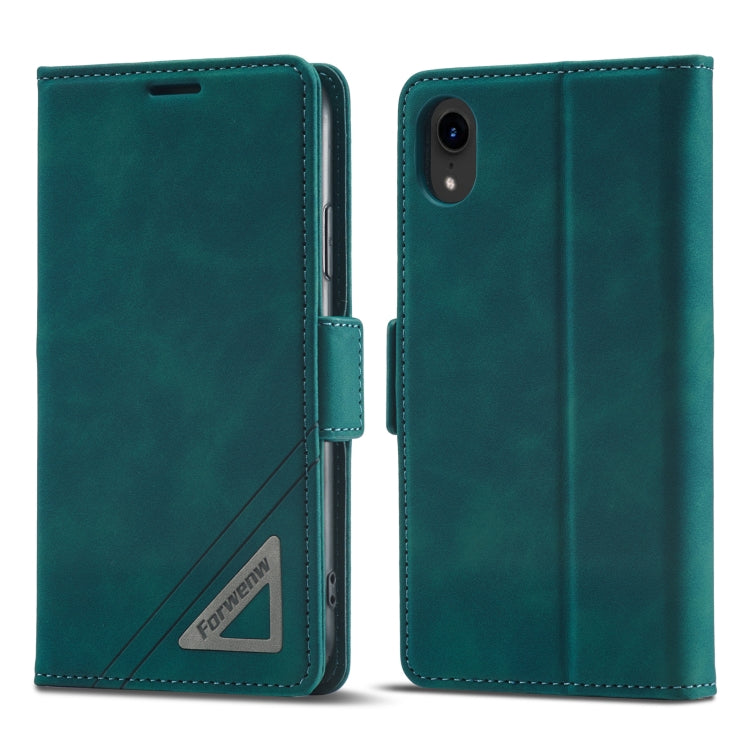 For iPhone XR Forwenw Dual-side Buckle Leather Phone Case(Dark Cyan) - HoMEdemic™ 