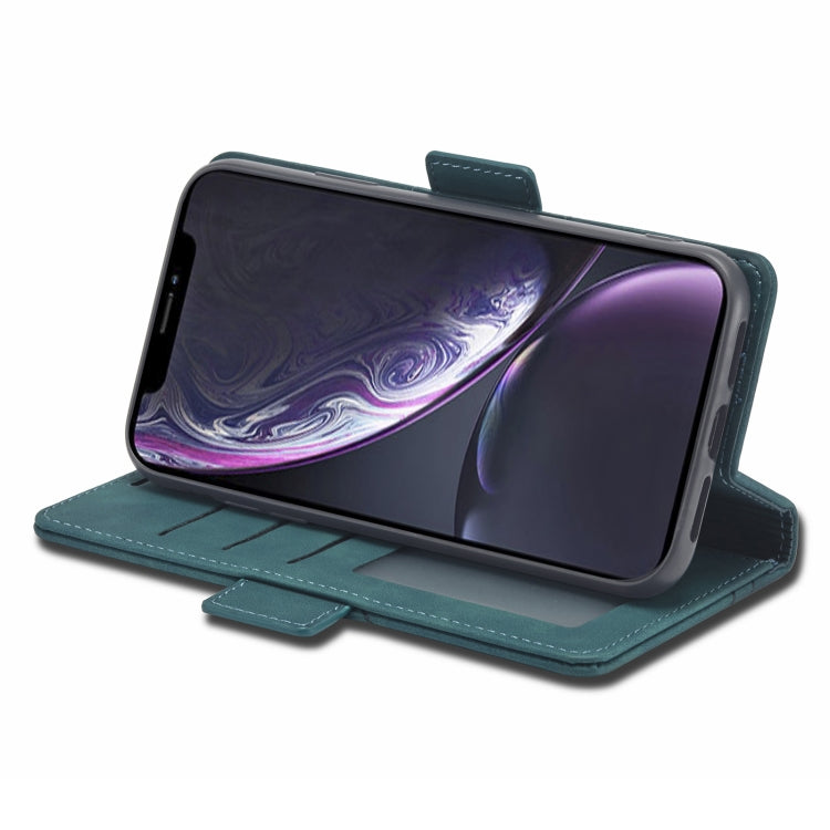 For iPhone XR Forwenw Dual-side Buckle Leather Phone Case(Dark Cyan) - HoMEdemic™ 