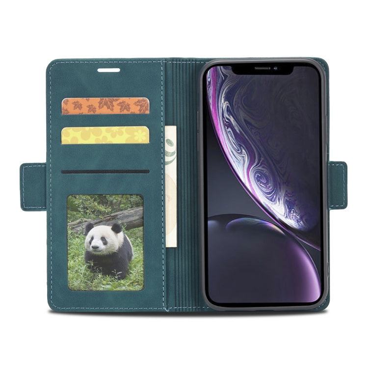 For iPhone XR Forwenw Dual-side Buckle Leather Phone Case(Dark Cyan) - HoMEdemic™ 