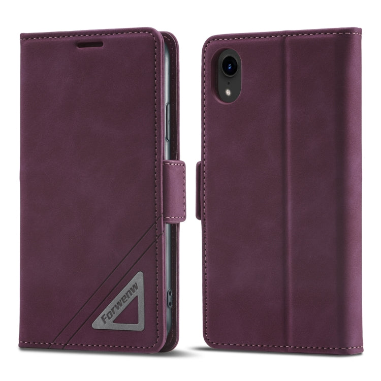 For iPhone XR Forwenw Dual-side Buckle Leather Phone Case(Wine Red) - HoMEdemic™ 
