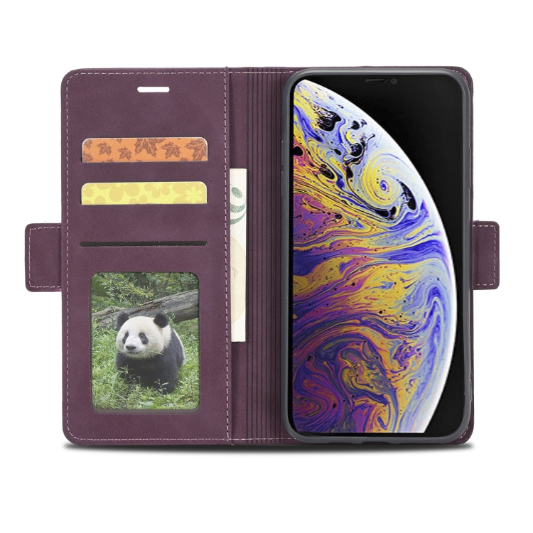For iPhone XS Max Forwenw Dual-side Buckle Leather Phone Case(Wine Red) - HoMEdemic™ 