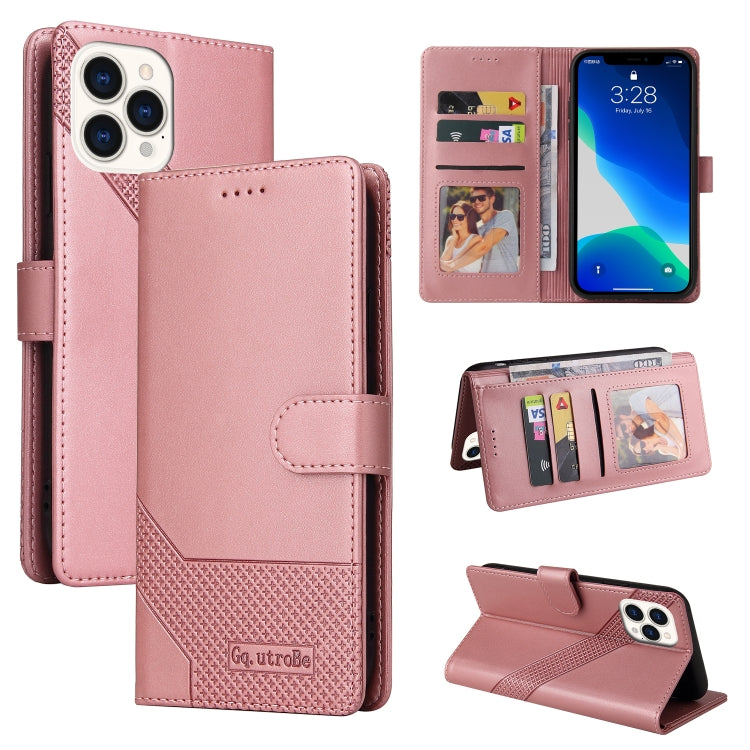 For iPhone 13 Pro GQUTROBE Skin Feel Magnetic Leather Phone Case (Rose Gold) - HoMEdemic™ 