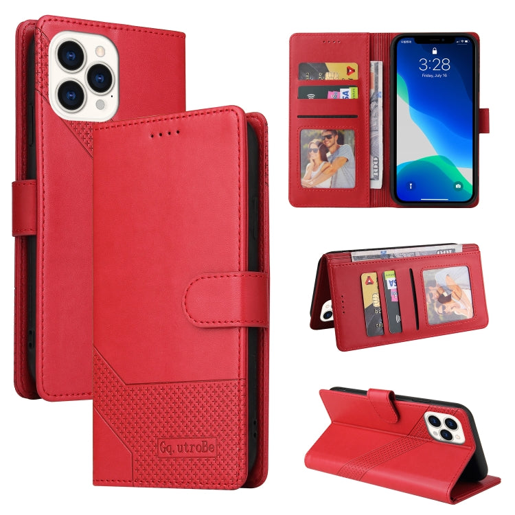 For iPhone 13 Pro GQUTROBE Skin Feel Magnetic Leather Phone Case (Red) - HoMEdemic™ 