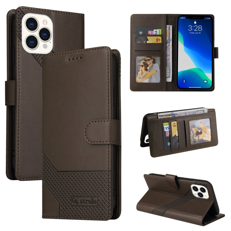 For iPhone 13 Pro GQUTROBE Skin Feel Magnetic Leather Phone Case (Brown) - HoMEdemic™ 