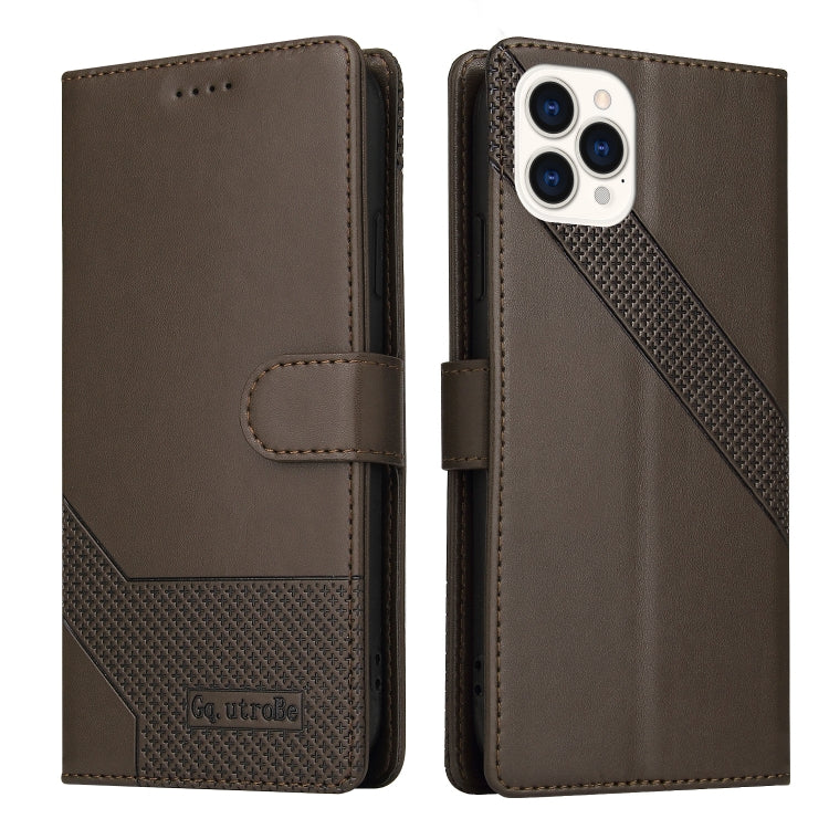 For iPhone 13 Pro GQUTROBE Skin Feel Magnetic Leather Phone Case (Brown) - HoMEdemic™ 
