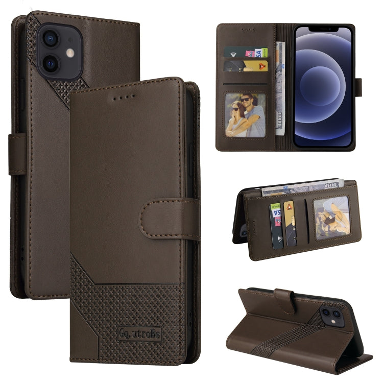 GQUTROBE Skin Feel Magnetic Leather Phone Case For iPhone 12 mini(Brown) - HoMEdemic™ 