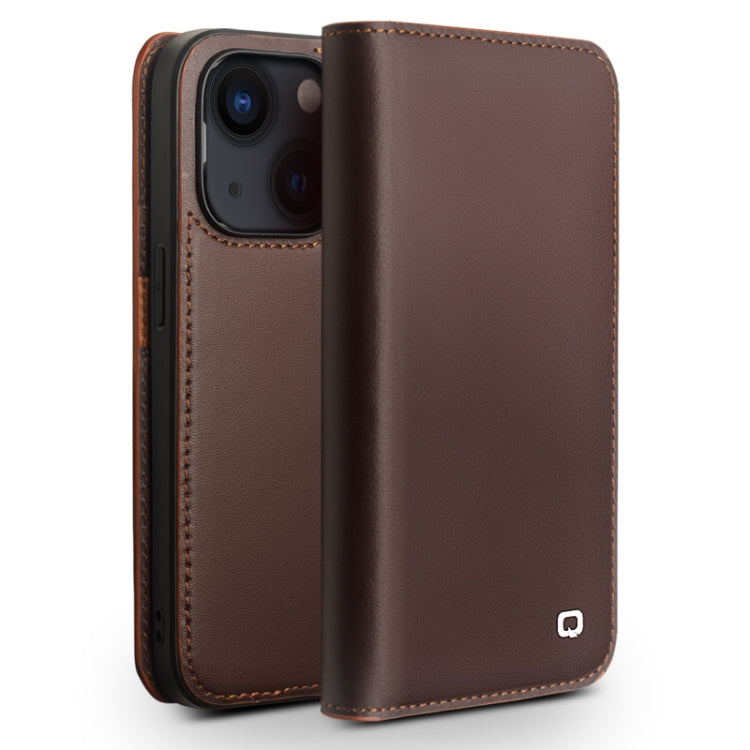 For iPhone 14 QIALINO Business Horizontal Flip PU Phone Case (Brown) - HoMEdemic™ 