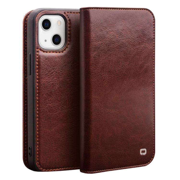 For iPhone 14 QIALINO Horizontal Flip Leather Phone Case (Brown) - HoMEdemic™ 