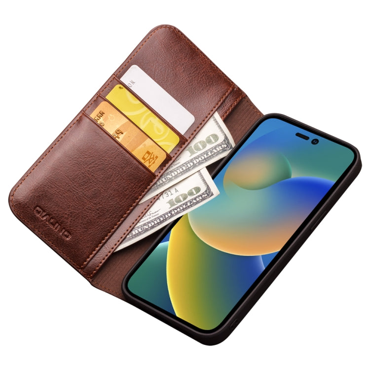 For iPhone 14 Pro QIALINO Horizontal Flip Leather Phone Case(Brown) - HoMEdemic™ 