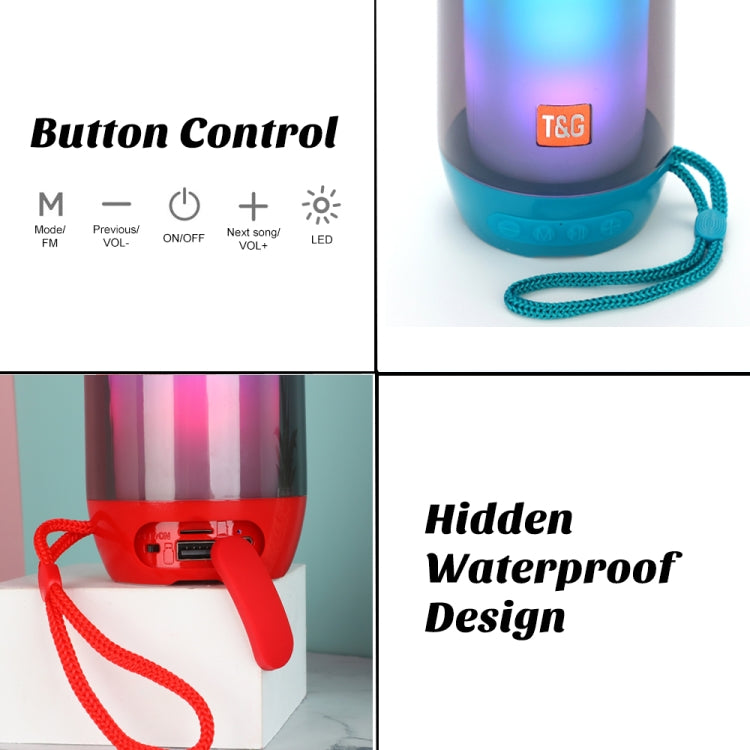 T&G TG643 Portable LED Light Waterproof Subwoofer Wireless Bluetooth Speaker(Red) - HoMEdemic™ 