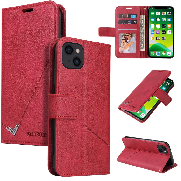 For iPhone 13 mini GQUTROBE Right Angle Leather Phone Case (Red) - HoMEdemic™ 