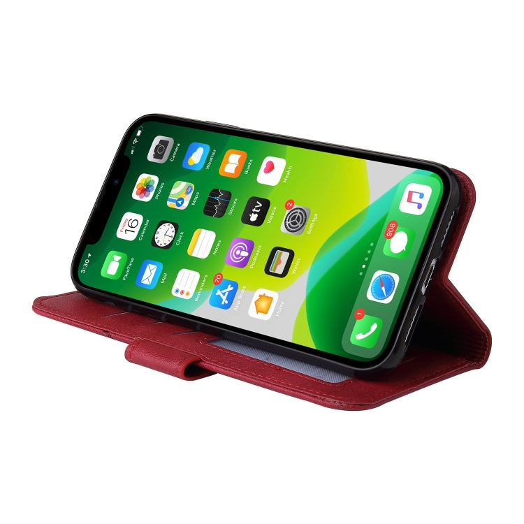 For iPhone 13 mini GQUTROBE Right Angle Leather Phone Case (Red) - HoMEdemic™ 