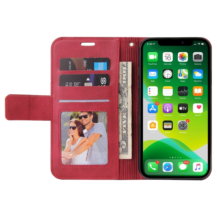 For iPhone 13 mini GQUTROBE Right Angle Leather Phone Case (Red) - HoMEdemic™ 