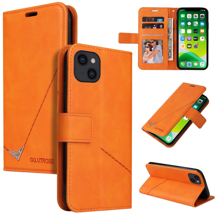 For iPhone 13 mini GQUTROBE Right Angle Leather Phone Case (Orange) - HoMEdemic™ 