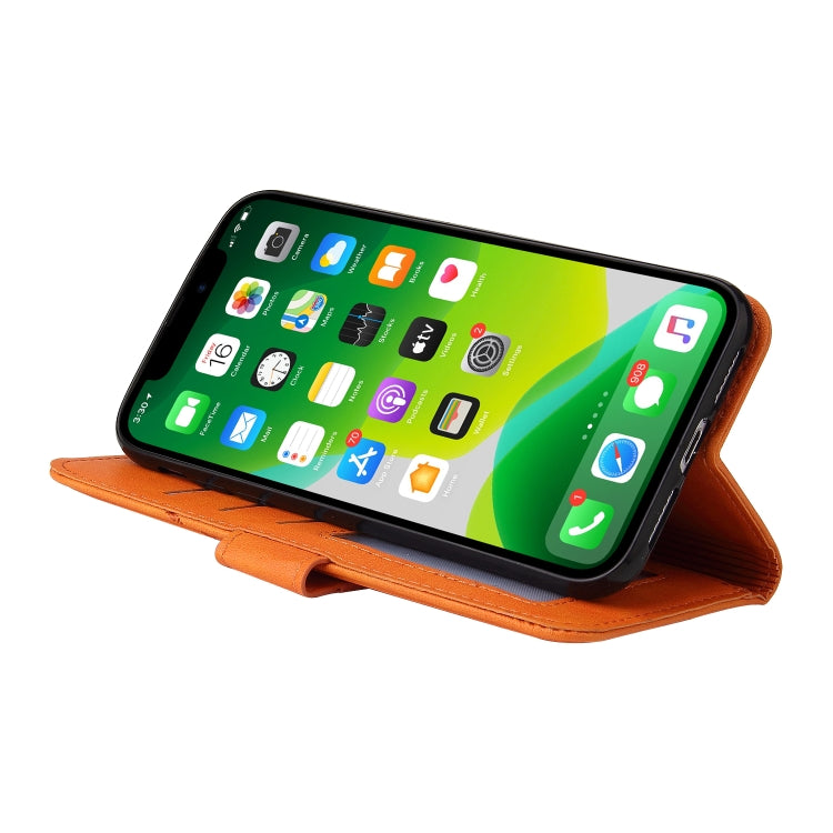 For iPhone 13 mini GQUTROBE Right Angle Leather Phone Case (Orange) - HoMEdemic™ 