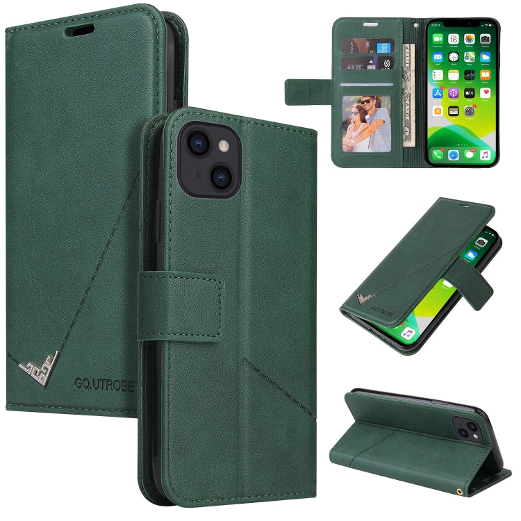 For iPhone 13 mini GQUTROBE Right Angle Leather Phone Case (Green) - HoMEdemic™ 