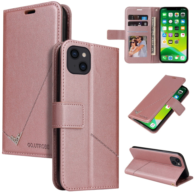 For iPhone 13 mini GQUTROBE Right Angle Leather Phone Case (Rose Gold) - HoMEdemic™ 