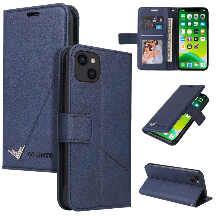For iPhone 13 mini GQUTROBE Right Angle Leather Phone Case (Blue) - HoMEdemic™ 