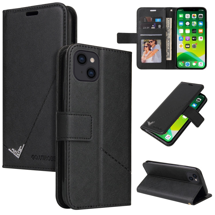 For iPhone 13 mini GQUTROBE Right Angle Leather Phone Case (Black) - HoMEdemic™ 
