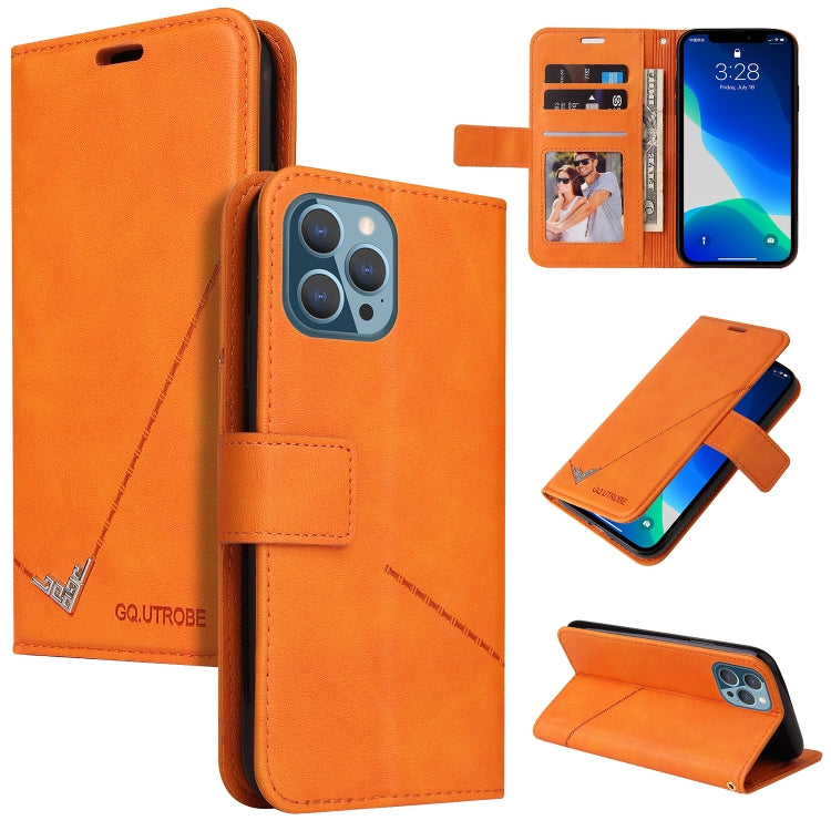 For iPhone 13 Pro GQUTROBE Right Angle Leather Phone Case (Orange) - HoMEdemic™ 