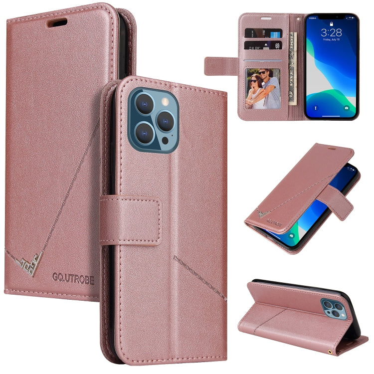 For iPhone 13 Pro GQUTROBE Right Angle Leather Phone Case (Rose Gold) - HoMEdemic™ 