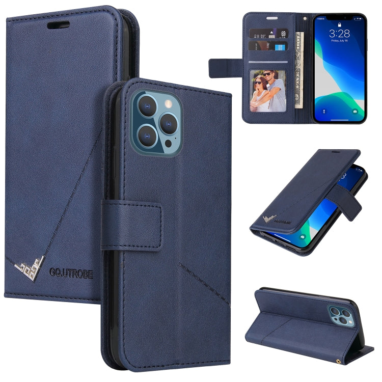 For iPhone 13 Pro GQUTROBE Right Angle Leather Phone Case (Blue) - HoMEdemic™ 