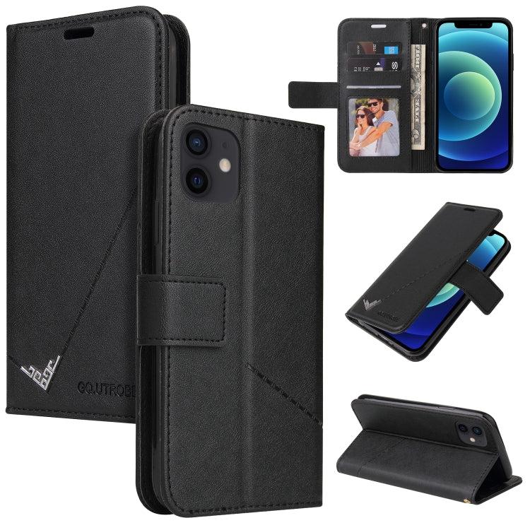 For iPhone 12 mini GQUTROBE Right Angle Leather Phone Case (Black) - HoMEdemic™ 