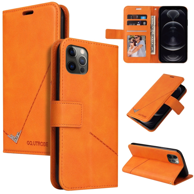 For iPhone 12 Pro GQUTROBE Right Angle Leather Phone Case(Orange) - HoMEdemic™ 
