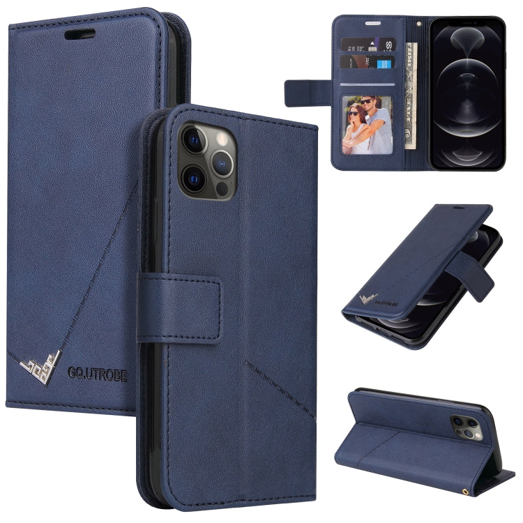 For iPhone 12 Pro GQUTROBE Right Angle Leather Phone Case(Blue) - HoMEdemic™ 