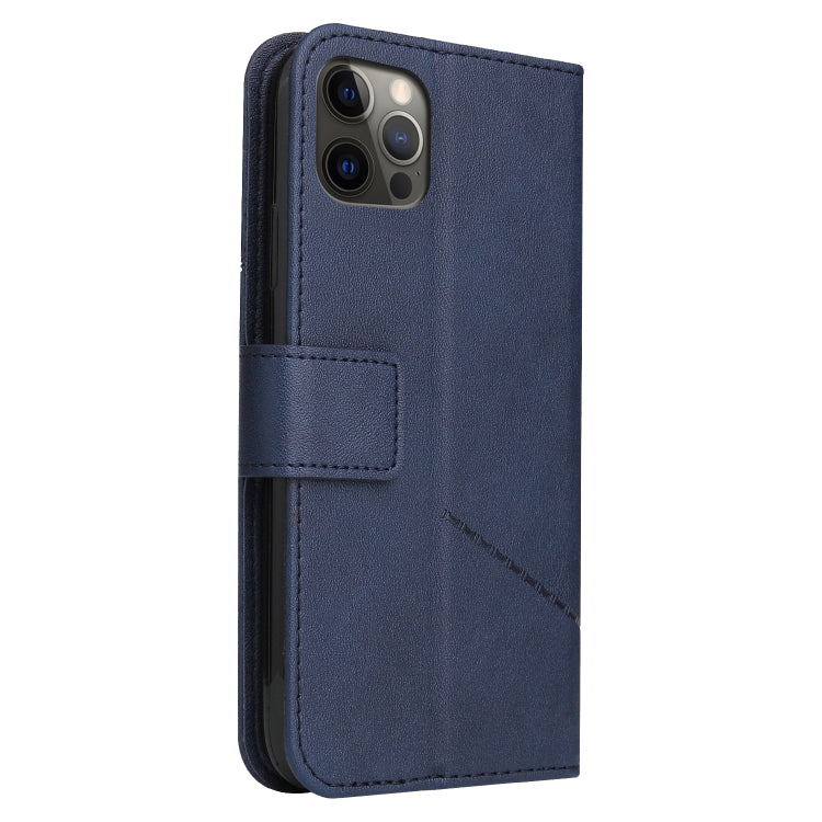 For iPhone 12 Pro GQUTROBE Right Angle Leather Phone Case(Blue) - HoMEdemic™ 