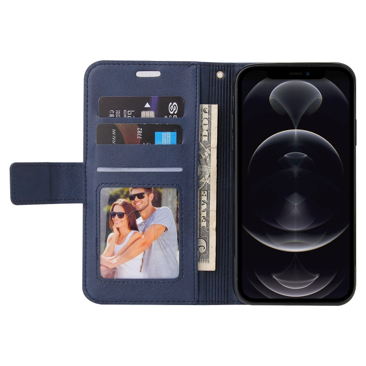 For iPhone 12 Pro GQUTROBE Right Angle Leather Phone Case(Blue) - HoMEdemic™ 