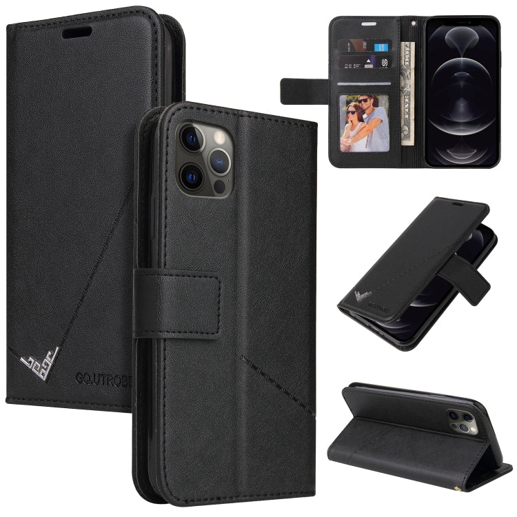 For iPhone 12 Pro GQUTROBE Right Angle Leather Phone Case(Black) - HoMEdemic™ 