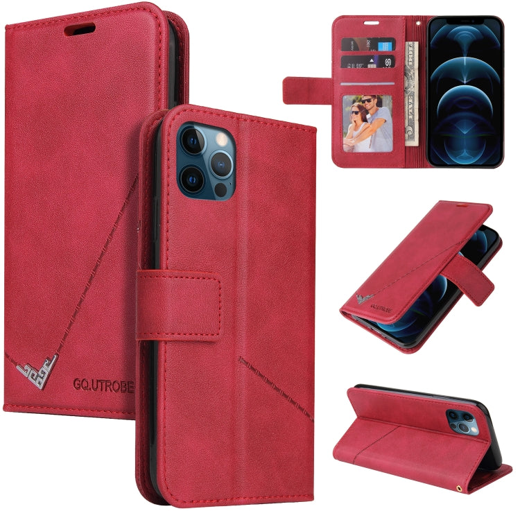 For iPhone 12 Pro Max GQUTROBE Right Angle Leather Phone Case(Red) - HoMEdemic™ 