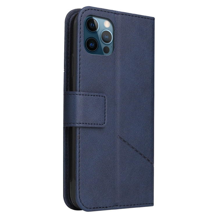 For iPhone 12 Pro Max GQUTROBE Right Angle Leather Phone Case(Blue) - HoMEdemic™ 