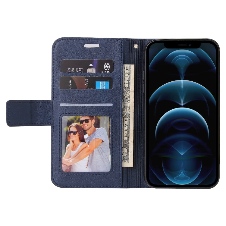 For iPhone 12 Pro Max GQUTROBE Right Angle Leather Phone Case(Blue) - HoMEdemic™ 