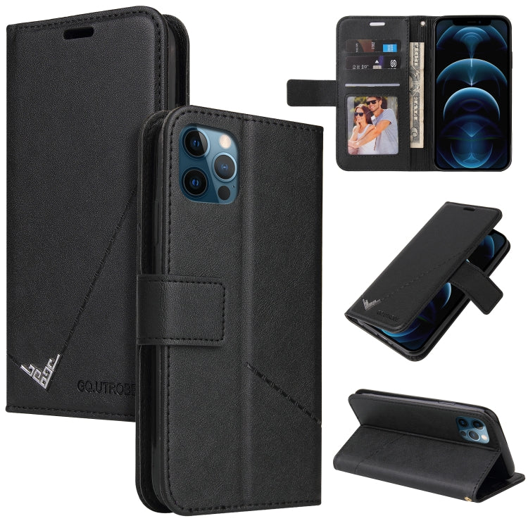 For iPhone 12 Pro Max GQUTROBE Right Angle Leather Phone Case(Black) - HoMEdemic™ 
