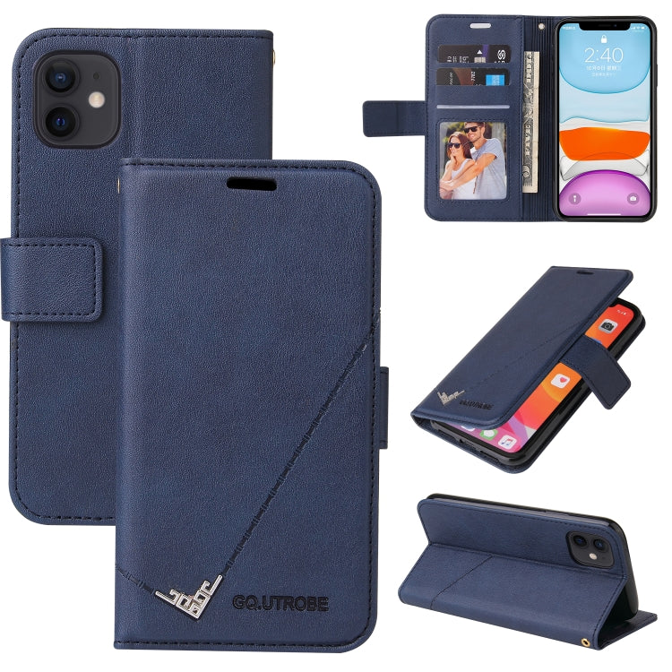 For iPhone 11 GQUTROBE Right Angle Leather Phone Case (Blue) - HoMEdemic™ 